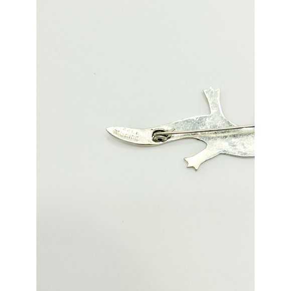 Vintage Alpaca Silver Mexico Lizard Gecko Pin Brooch with Abalone Shell Inlay - Picture 8 of 10